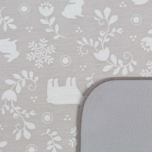 White bears, rabbits, owls on grey background
