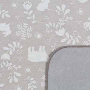 White bears, rabbits, owls on grey background